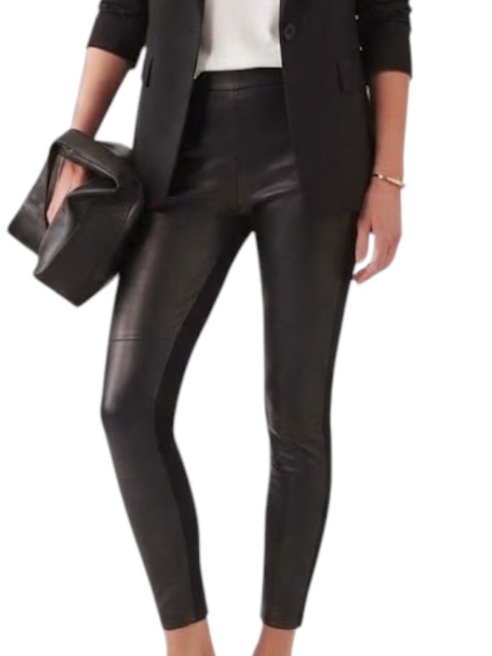 MARKS & SPENCER Faux Leather Contrast Skinny Leggings Edgy 2